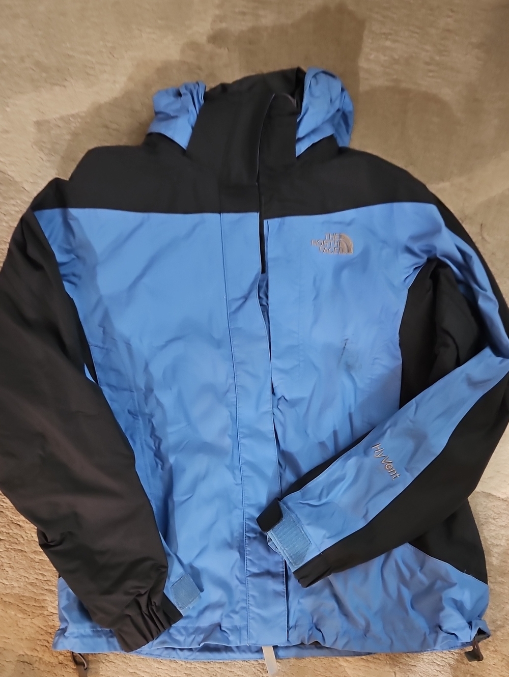 The North Face Blue and Black Hooded Raincoat